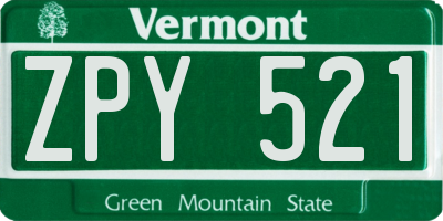 VT license plate ZPY521