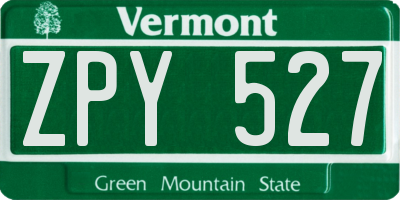 VT license plate ZPY527