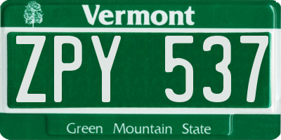 VT license plate ZPY537