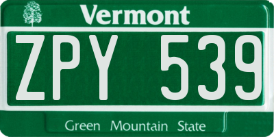 VT license plate ZPY539