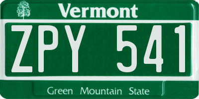 VT license plate ZPY541