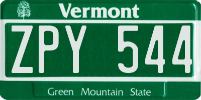 VT license plate ZPY544