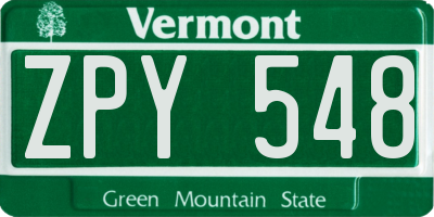VT license plate ZPY548