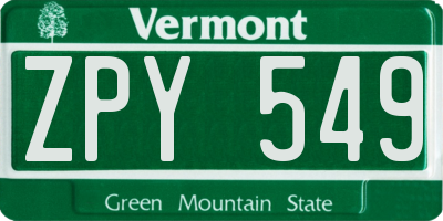 VT license plate ZPY549
