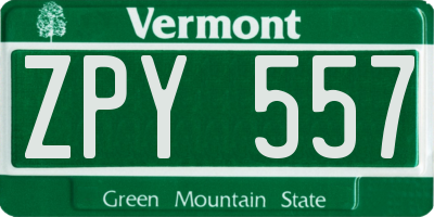 VT license plate ZPY557