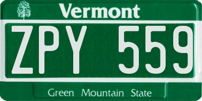 VT license plate ZPY559