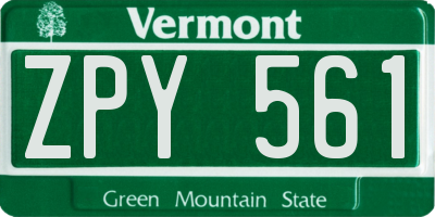VT license plate ZPY561