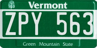 VT license plate ZPY563