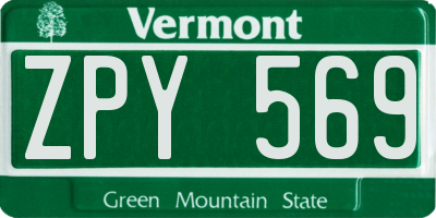 VT license plate ZPY569