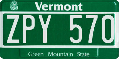 VT license plate ZPY570