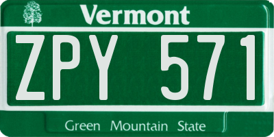 VT license plate ZPY571