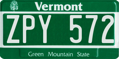 VT license plate ZPY572