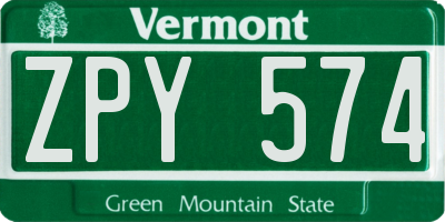 VT license plate ZPY574