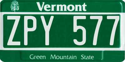 VT license plate ZPY577