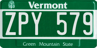 VT license plate ZPY579