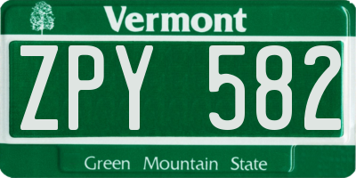VT license plate ZPY582