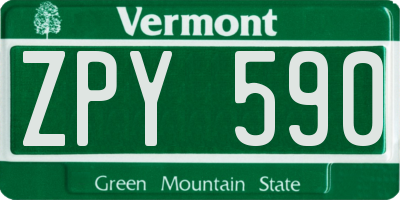 VT license plate ZPY590