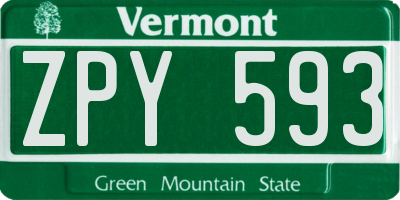 VT license plate ZPY593
