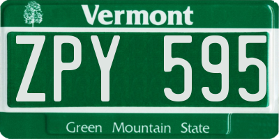 VT license plate ZPY595