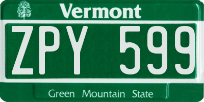 VT license plate ZPY599