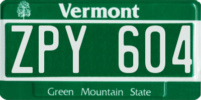 VT license plate ZPY604