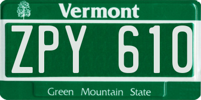 VT license plate ZPY610