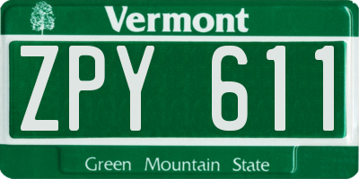 VT license plate ZPY611