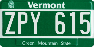 VT license plate ZPY615