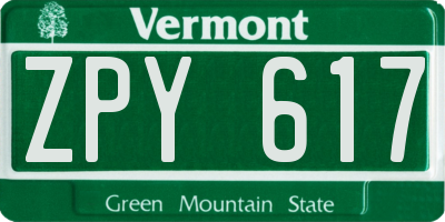 VT license plate ZPY617