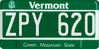 VT license plate ZPY620