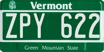 VT license plate ZPY622