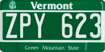 VT license plate ZPY623
