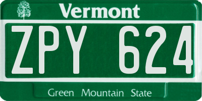 VT license plate ZPY624
