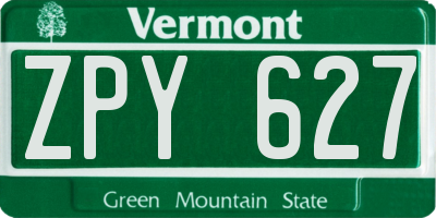 VT license plate ZPY627