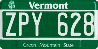 VT license plate ZPY628