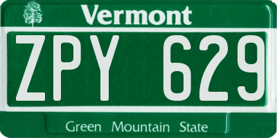 VT license plate ZPY629