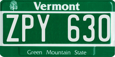 VT license plate ZPY630