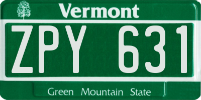 VT license plate ZPY631
