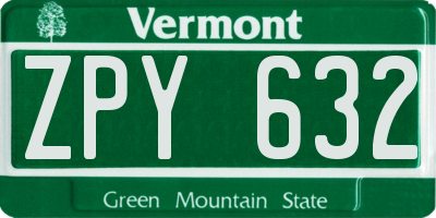 VT license plate ZPY632