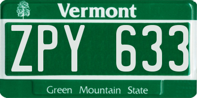 VT license plate ZPY633