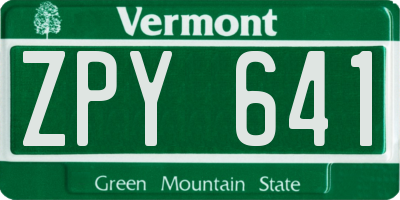 VT license plate ZPY641