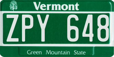 VT license plate ZPY648