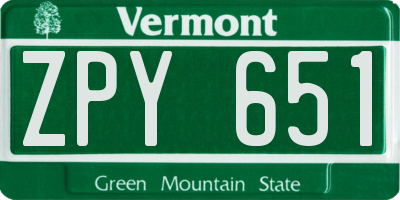 VT license plate ZPY651