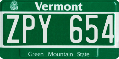 VT license plate ZPY654