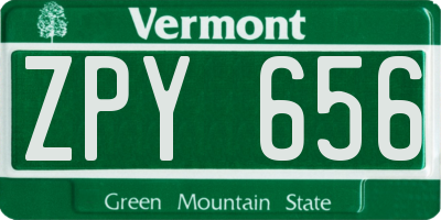 VT license plate ZPY656