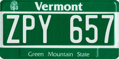 VT license plate ZPY657