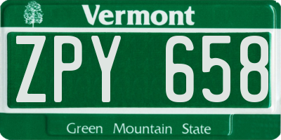 VT license plate ZPY658