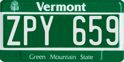 VT license plate ZPY659