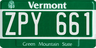 VT license plate ZPY661