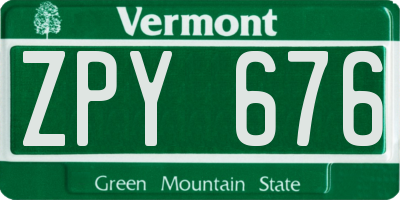 VT license plate ZPY676